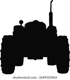 Tractor Front Silhouette Vector Black Farming Vehicle Clipart