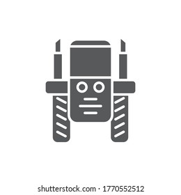 Tractor front vector icon symbol tools isolated on white background