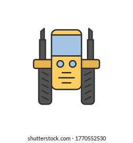Tractor front vector icon symbol tools isolated on white background
