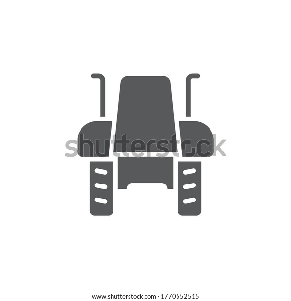 Tractor front vector icon symbol tools\
isolated on white\
background