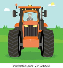 Tractor front view vector illustration