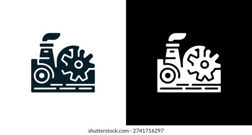 Tractor with gear in dark blue and white black background