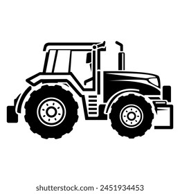 Tractor Generic Hand Drawn Black icon. Sketch farmer tractor, side view. Wheeled tractor, simple flat vector illustration.