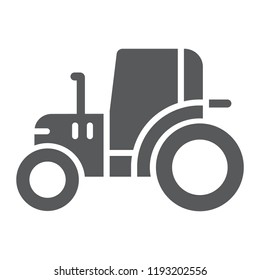 Tractor glyph icon, farm and agriculture, vehicle sign, vector graphics, a solid pattern on a white background, eps 10.