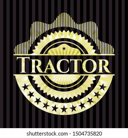 Tractor gold badge. Vector Illustration. Detailed.