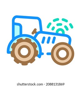 tractor with gps color icon vector. tractor with gps sign. isolated symbol illustration
