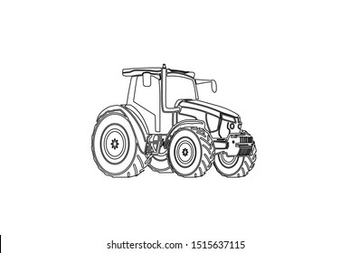 Tractor graphic line art illustration farm agriculture logo design