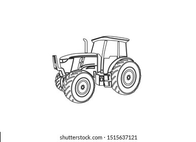 Tractor graphic line art illustration farm agriculture logo design