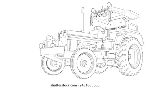 tractor graphic sketch 3d	illustration