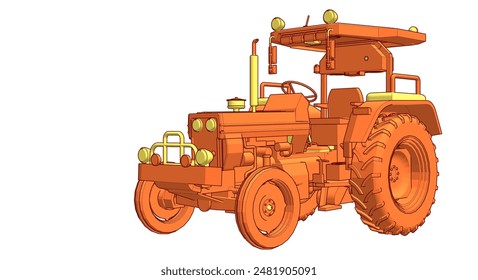 tractor graphic sketch 3d illustration