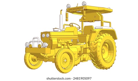 tractor graphic sketch 3d illustration