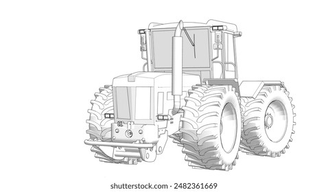 tractor graphic sketch 3d illustration	