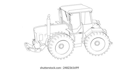 tractor graphic sketch 3d illustration	