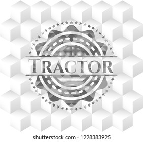 Tractor grey emblem with cube white background