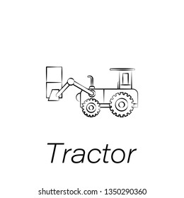 tractor hand draw icon. Element of farming illustration icons. Signs and symbols can be used for web, logo, mobile app, UI, UX