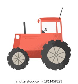 Traktor. Handzeichnung. Flache Illustration