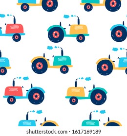 Tractor hand drawing pattern illustration. 
