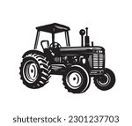 Tractor hand drawn illustrations, vector.