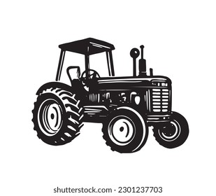 Tractor hand drawn illustrations, vector.