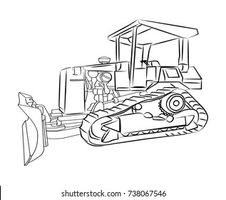 tractor hand drawn vector illustration.
