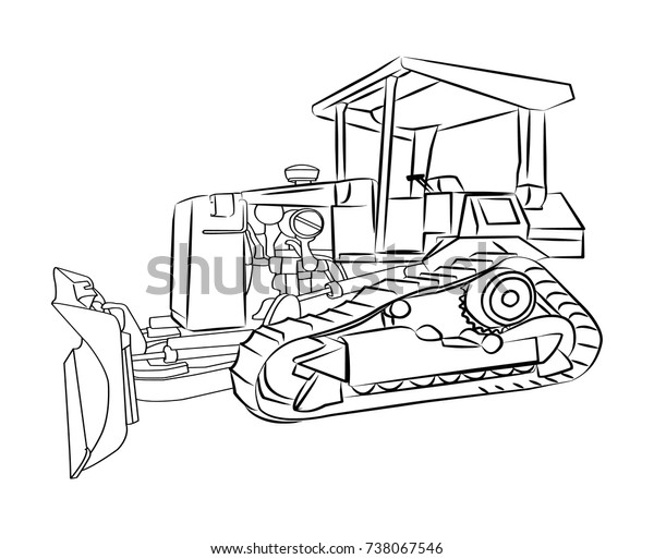 tractor hand drawn vector\
illustration.