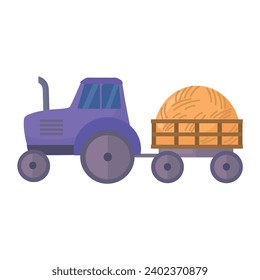 Tractor and hay wagon icon clipart avatar logotype isolated vector illustration