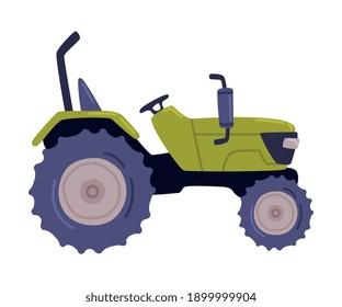 Tractor, Heavy Agricultural Machinery Cartoon Vector Illustration