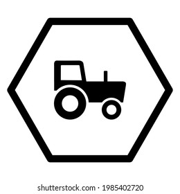 Traktor und Hexagon auf Weiß