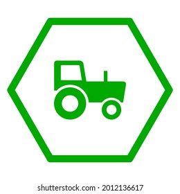 Tractor y hexágono en blanco