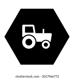 Tractor and hexagon on white