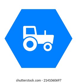 Tractor y hexágono en blanco