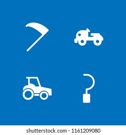tractor icon. 4 tractor set with agriculture, tractor side view and farm tractor vector icons for web and mobile app