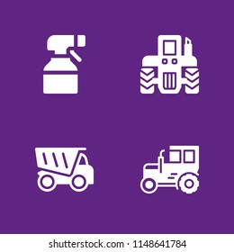 tractor icon. 4 tractor vectors with dumper, sprayer and tractor icons for web and mobile app