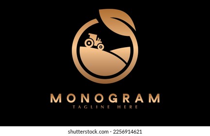 Tractor icon agriculture work icon abstract monogram vector logo template