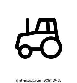 Tractor icon. Agrimotor. Black contour linear silhouette. Side view. Vector simple flat graphic illustration. The isolated object on a white background. Isolate.