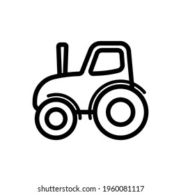 Tractor icon. Black contour linear silhouette. Side view. Agricultural machinery. Vector simple flat graphic illustration. The isolated object on a white background. Isolate.