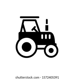 Tractor icon in black flat design on white background, linear style pictogram isolated on white, Symbol, logo illustration, Editable stroke, Pixel perfect
