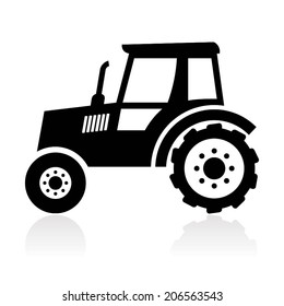 tractor icon, black on white background 