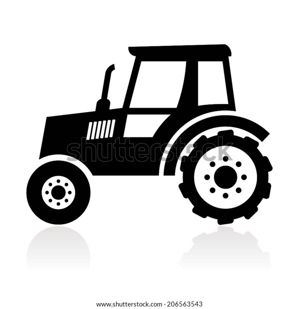 tractor icon, black on\
white background 