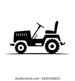 Tractor icon. Black silhouette. Side view. Vector simple flat graphic illustration. Isolated object on white background. Isolate.