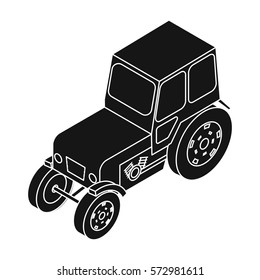 Tractor icon in black style isolated on white background. Transportation symbol stock vector illustration.