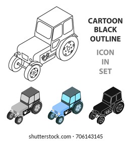Tractor icon in cartoon style isolated on white background. Transportation symbol stock vector illustration.