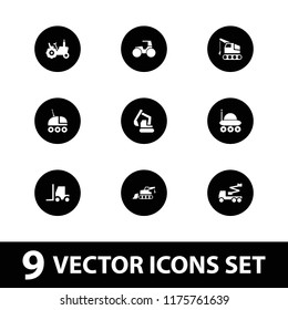 Tractor icon. collection of 9 tractor filled icons such as excavator. editable tractor icons for web and mobile.