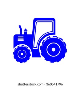 tractor icon color blue on white background vector illustration 