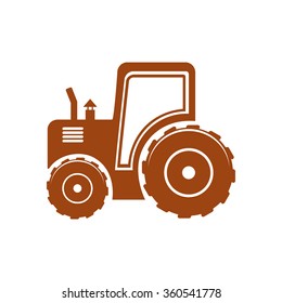 tractor icon color brown on white background vector illustration 