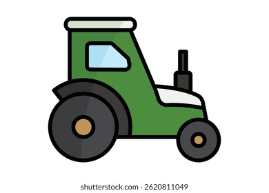 Tractor icon. colored outline icon style. icon related to farming machinery. agriculture elements vector illustration