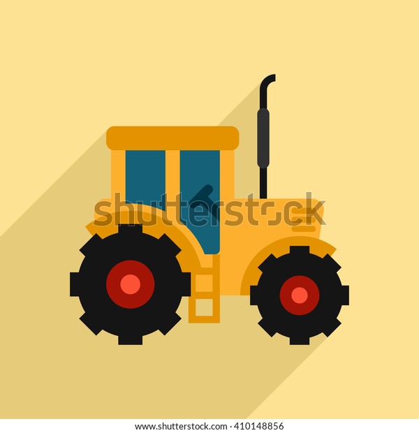 Tractor Icon Design. Flat Style\
Vector Illustration with Long Shadow. Tractor Vector\
Icon