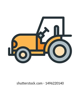 Tractor icon in filled outline style