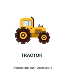 Icono del tractor. Elemento de signo plano de la colección de transporte. Icono de Tractor Creativo para diseño web, plantillas, infografías y más