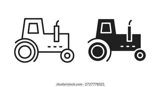Traktor Ikone flach und Strich Sammlung für ui ux Arbeit.
